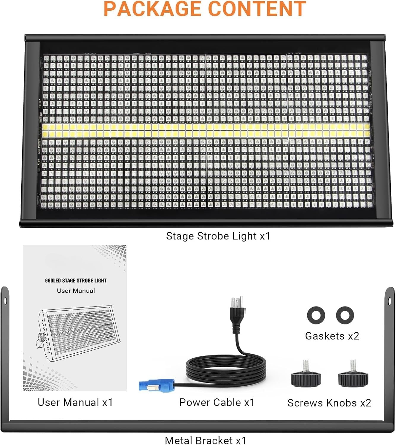 500W Stage Strobe Lights: 960LEDs RGBW 4IN1 - Metal Construction 135° Wide Coverage