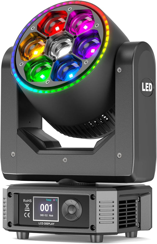 Moving Head Lights 7x35W, RGBW Beam/Wash/Zoom/CTO Effect, 16.7M Colors LED Stage Light