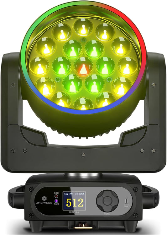 Moving Head Light LED 19x15W RGBW 4in1 B/Wash/Zoom Effect Stage Lights