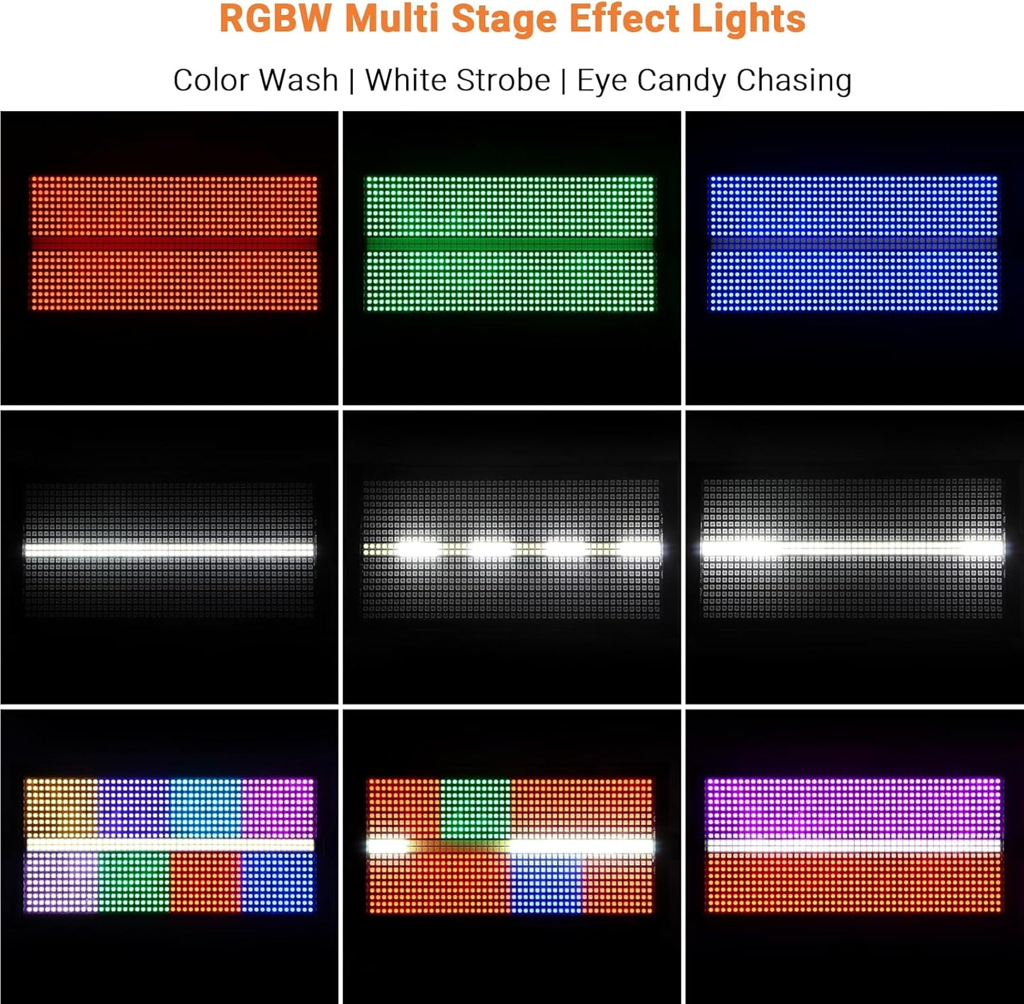 500W Stage Strobe Lights: 960LEDs RGBW 4IN1 - Metal Construction 135° Wide Coverage